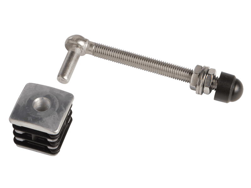 Scharnierset RVS voor tuinpoort kader 40/40mm met aluminium doppen - M12 x 150mm