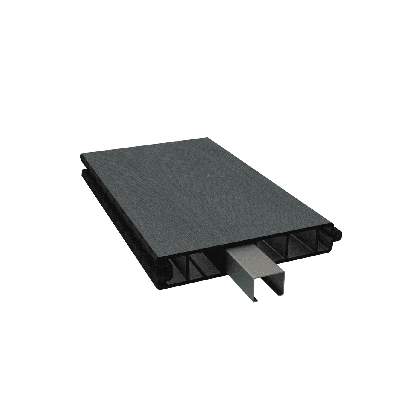 Tand/groef holle plank 150/27mm met staalprofiel versterkt, Lengte 1800mm